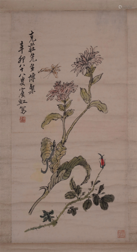 CHINESE SCROLL PAINTING OF FLOWER BY…