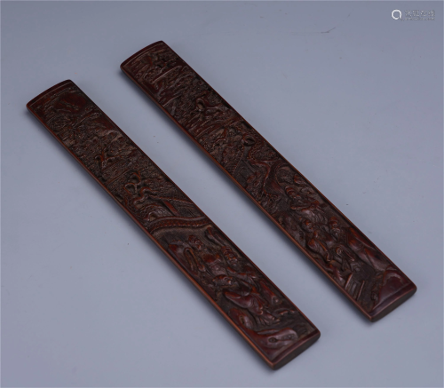 PAIR OF CHINESE BAMBOO PAPER WEIGHT