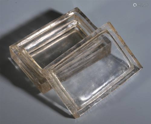CHINESE ROCK CRYSTAL SQUARE LIDDED …