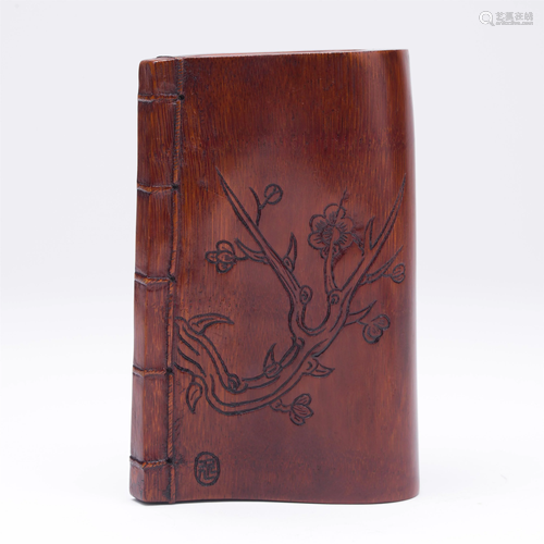 CHINESE BAMBOO BOOK SHAPED SCHOLAR …