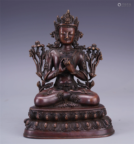 CHINESE BRONZE SEATED BODHISATTVA M…