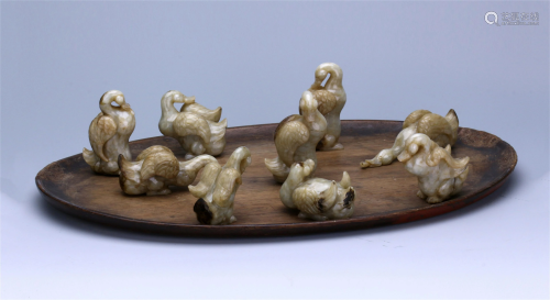 CHINESE SOAPSTONE GEESE TABL…