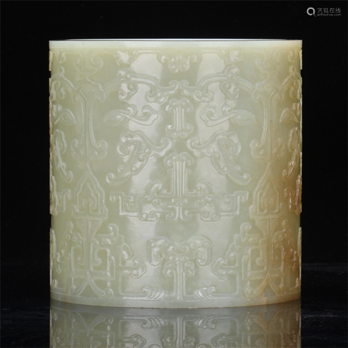 CHINESE WHITE JADE BEAST DECOR SCH…