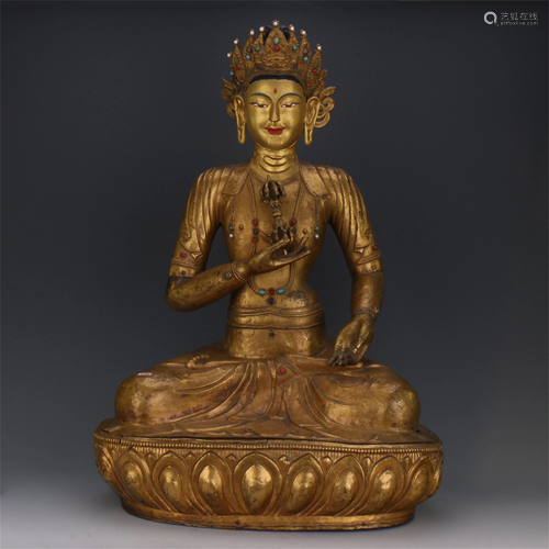 TIBETAN GILT BRONZE SEATED VAJRAS…