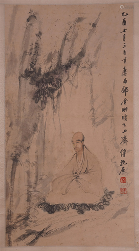 CHINESE SCROLL PAINTING OF SEATED LO…