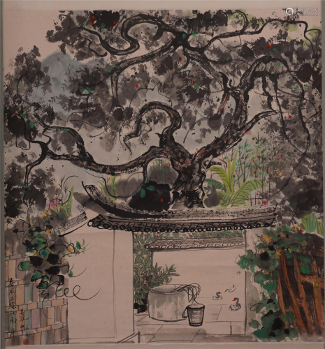 CHINESE SCROLL PAINTING OF GARDEN VI…