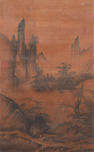 CHINESE SCROLL PAINTING OF MOUNTAIN…