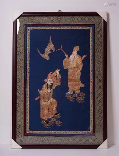 FRAMED CHINESE EMBROIDERY TEXTILE PANEL