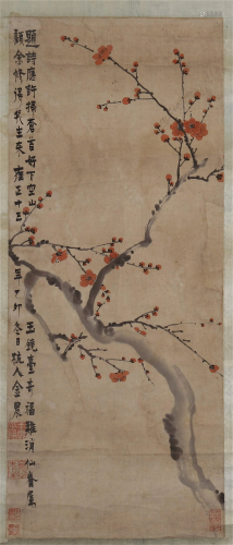CHINESE SCROLL PAINTING OF PLUM BLOS…