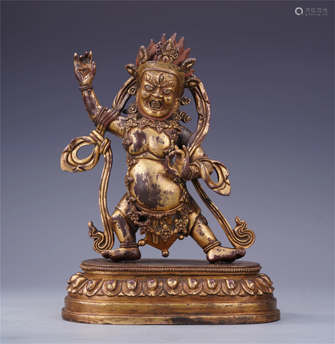 TIBETAN GILT BRONZE STANDING BUD…