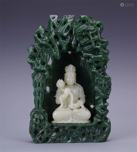 CHINESE WHITE JADE SEATED GUANYIN I…