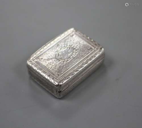 A George IV silver rectangular vinaigrette by William Ellerby, London, 1826, 39mm, 22.8 grams.