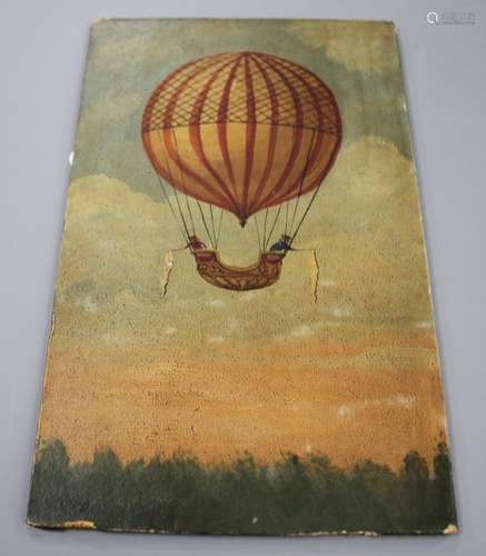 Nitteo (French School), oil on board, Charles and Robert Balloonist's 1783, signed, 24 x 15cm,