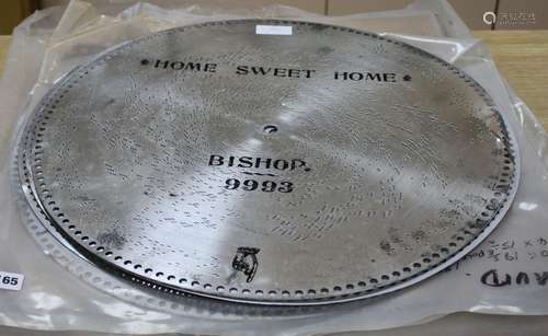 Eleven 22 inch Polyphon discs, titles include: Home Sweet Home, The First Noel, The Lads in Navy