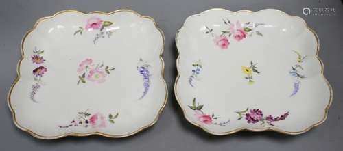 A pair of Swansea square dessert dishes, c.1820, both with impressed SWANSEA mark, Condition: Some