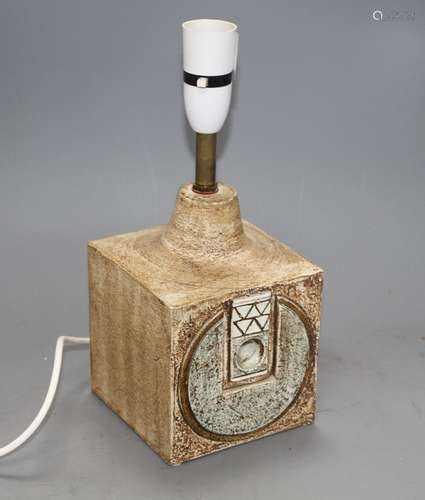 A Troika cube lamp, probably by Allison Brigden, c.1970s, marks indistinct, height excluding fitting