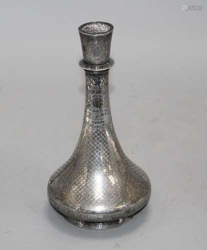 A 19th century Indian Bidri ware onion shaped vase, height 20cm Condition: There are minor