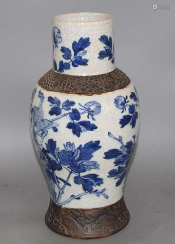 A Chinese crackleglaze vase, height 41cm Condition: Slight rubbing around the rim, minor firing