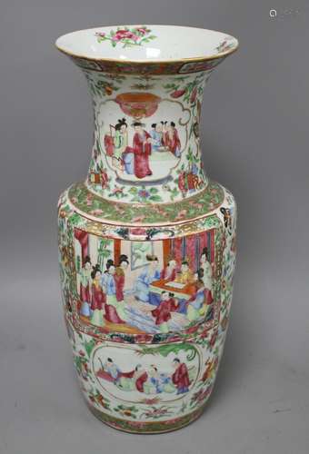 A 19th century Cantonese vase, height 43cm Condition: Minor firing spots, two chips inside the