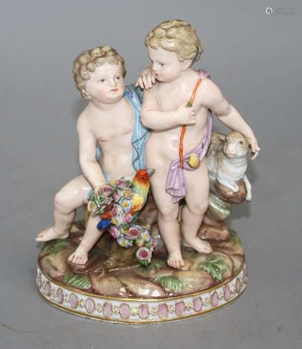 A Meissen group of cherubs, 19th century, incised model no.7690, H. 16cm Condition: small losses