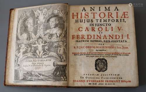 Masen, Jakob, 1606-1681. - Anima Historiae ... Caroli V ..., calf, 8vo, with engraved frontis,