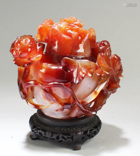 Chinese Carved Agate Container