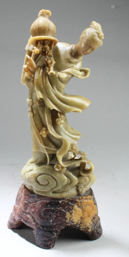 Chinese Soapstone Carved Maiden Statue