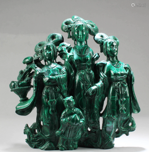 Chinese Carved Malachite Ornament