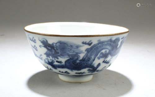 Chinese Blue and White Dragon Bowl