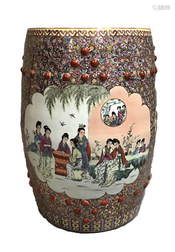 Chinese Famille Rose Porcelain Stool