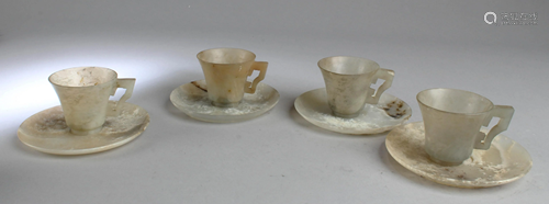 A Set of Four Antique Jadestone Teacups…