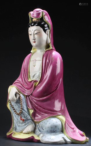 Chinese Famille Rose Guanyin Statue