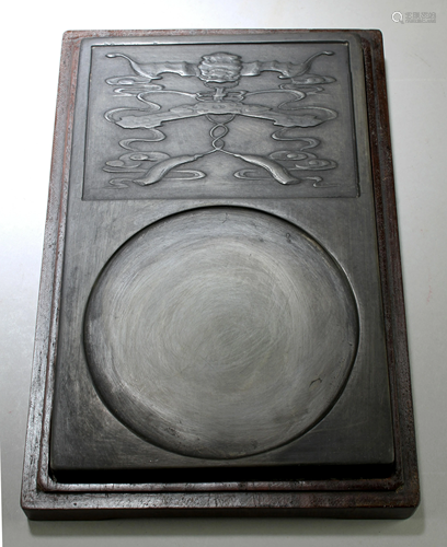 A Chinese Ink Stone with Wooden Cover