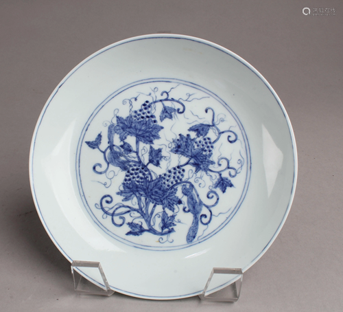 Antique Chinese Blue & White Porcelain Bowl