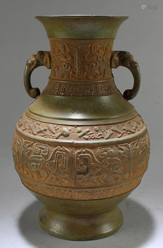 A Bronze Vase with Twin Handles