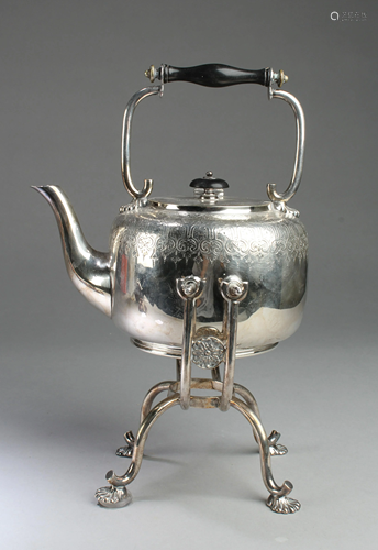 Antque Silver Plated Bronze Teapot With Heatin…