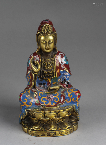 A Cloisonne Guanyin Statue