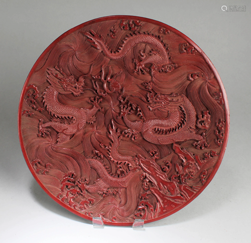 Chinese Cinnabar Lacquered Round Plate