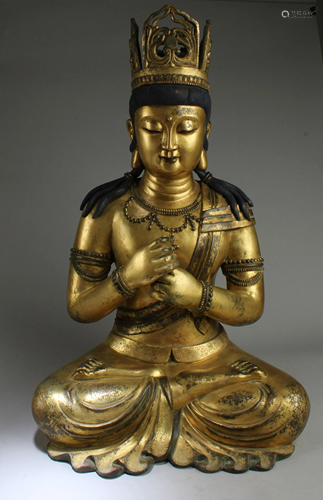 Chinese Gilt Bronze Bodhisattva Statue