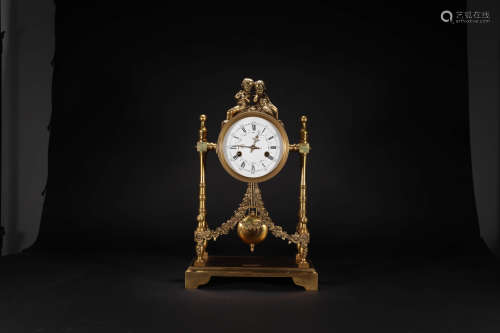 欧美回流铜鎏金西洋人物机械座钟