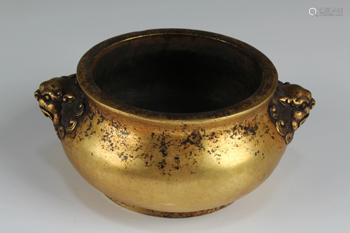 Chinese Gilt Bronze Censer