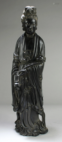 Chinese Hardwood Guanyin Statue