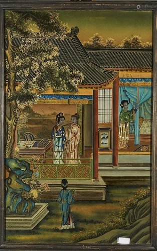 A Framed Chinese Reverse Glass Painting