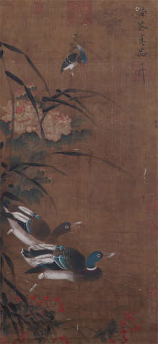 CHINESE HANGING SCROLL PAINTING OF FLOWER AND BIRD BY HUANG QUAN