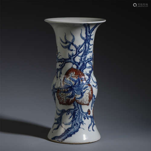 CHINESE BLUE AND WHITE PORCELAIN FLOWER GU VASES