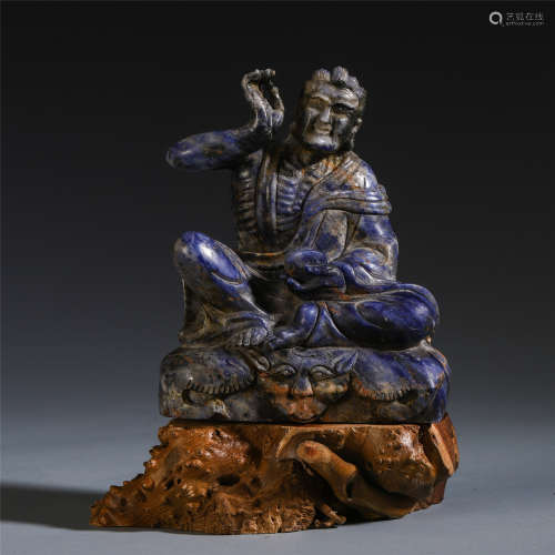 CHINESE LAPIS CARVED FIGURE TABLE ITME