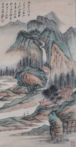 CHINESE INK AND COLOR PAINTING OF LANDSCAPE BY ZHANG DAQIAN