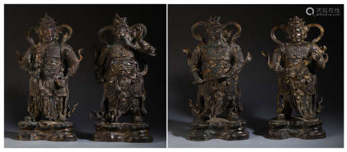 FOUR CHINESE BRONZE CARVED ELEPHANT SHAPED TABLE ITEM