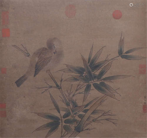 CHINESE SILK HANDSCROLL PAINTING OF BIRD BY CUI BAI