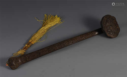 CHINESE AGALWOOD CARVED RUYI SCEPTER
